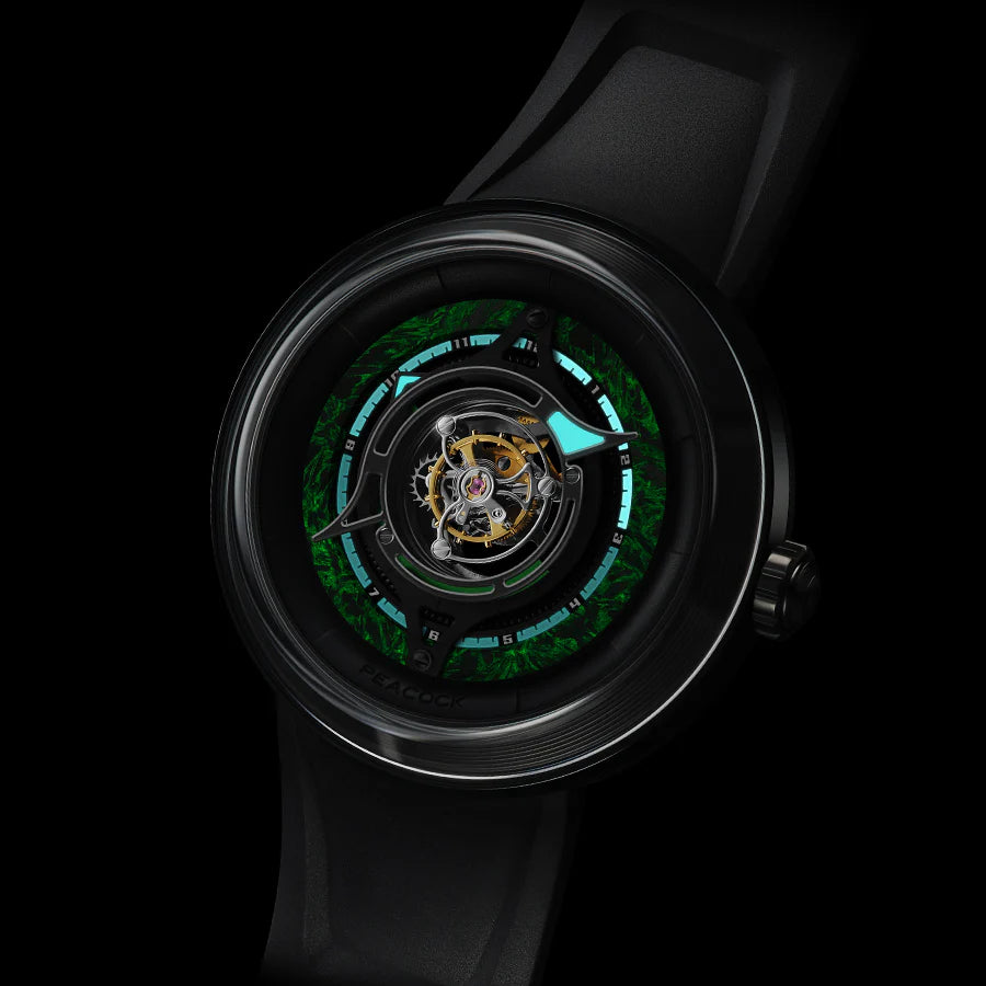 Peacock Black Hole Central Tourbillon Watch