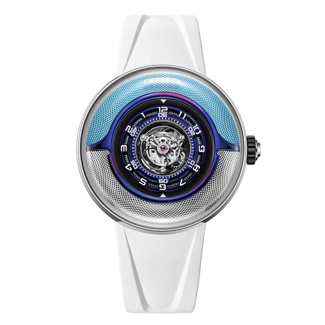Peacock Black Hole Curved Guilloché Central Tourbillon Watch - Special Edition