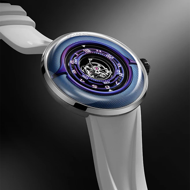 Peacock Black Hole Curved Guilloché Central Tourbillon Watch