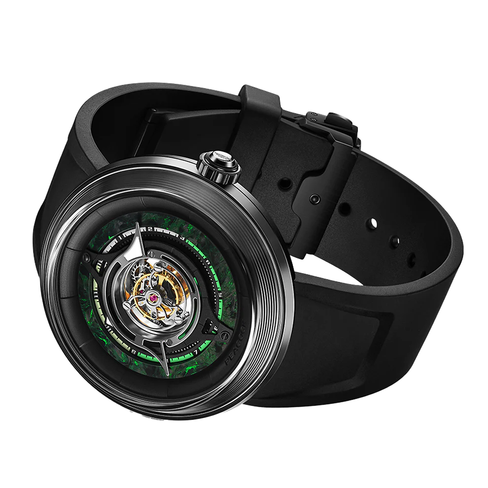 Peacock Black Hole Central Tourbillon Watch