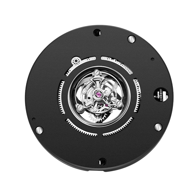 Peacock Black Hole Curved Guilloché Central Tourbillon Watch
