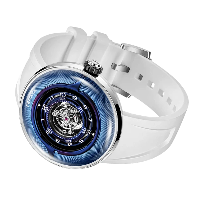 Peacock Black Hole Curved Guilloché Central Tourbillon Watch