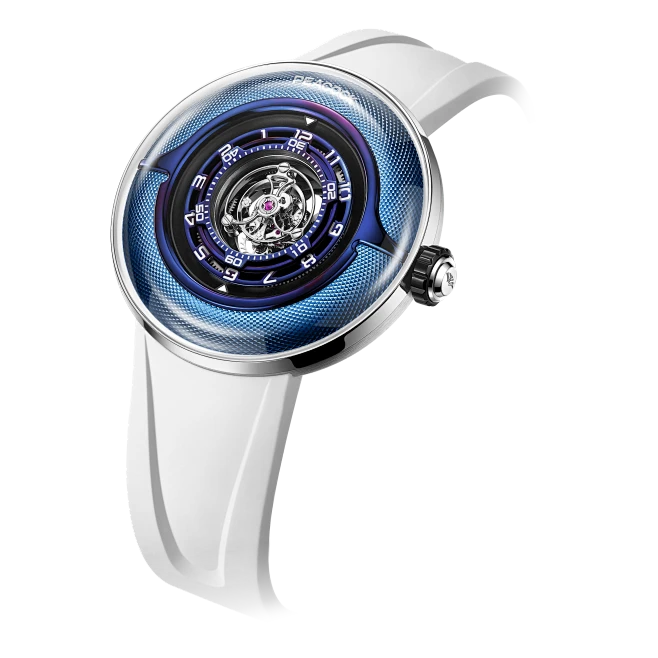 Peacock Black Hole Curved Guilloché Central Tourbillon Watch