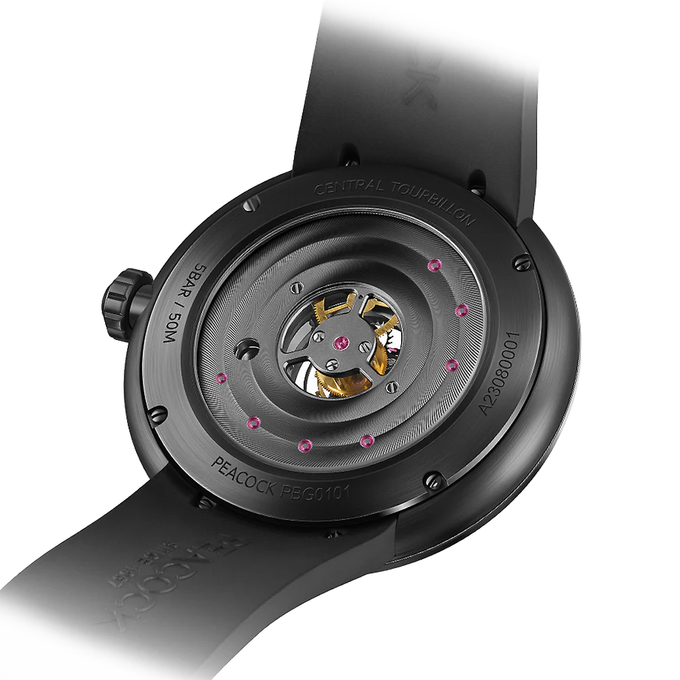 Peacock Black Hole Central Tourbillon Watch