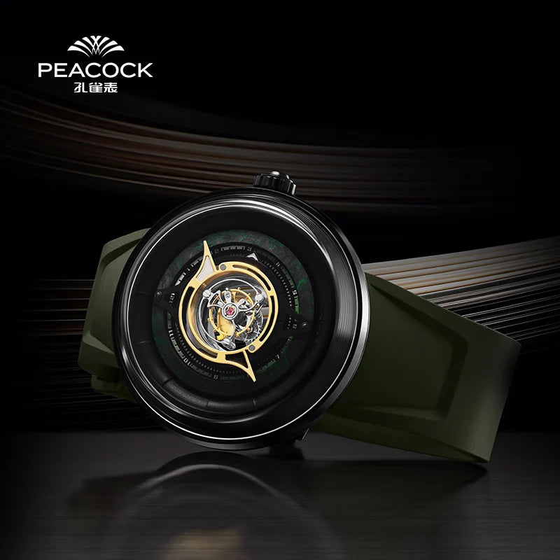 Peacock Black Hole Central Tourbillon Watch