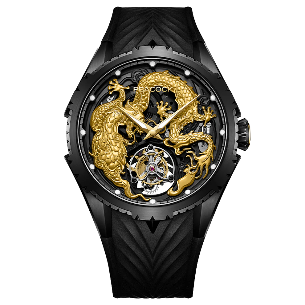 Peacock 24K Gold Year of the Dragon Tourbillon Watch