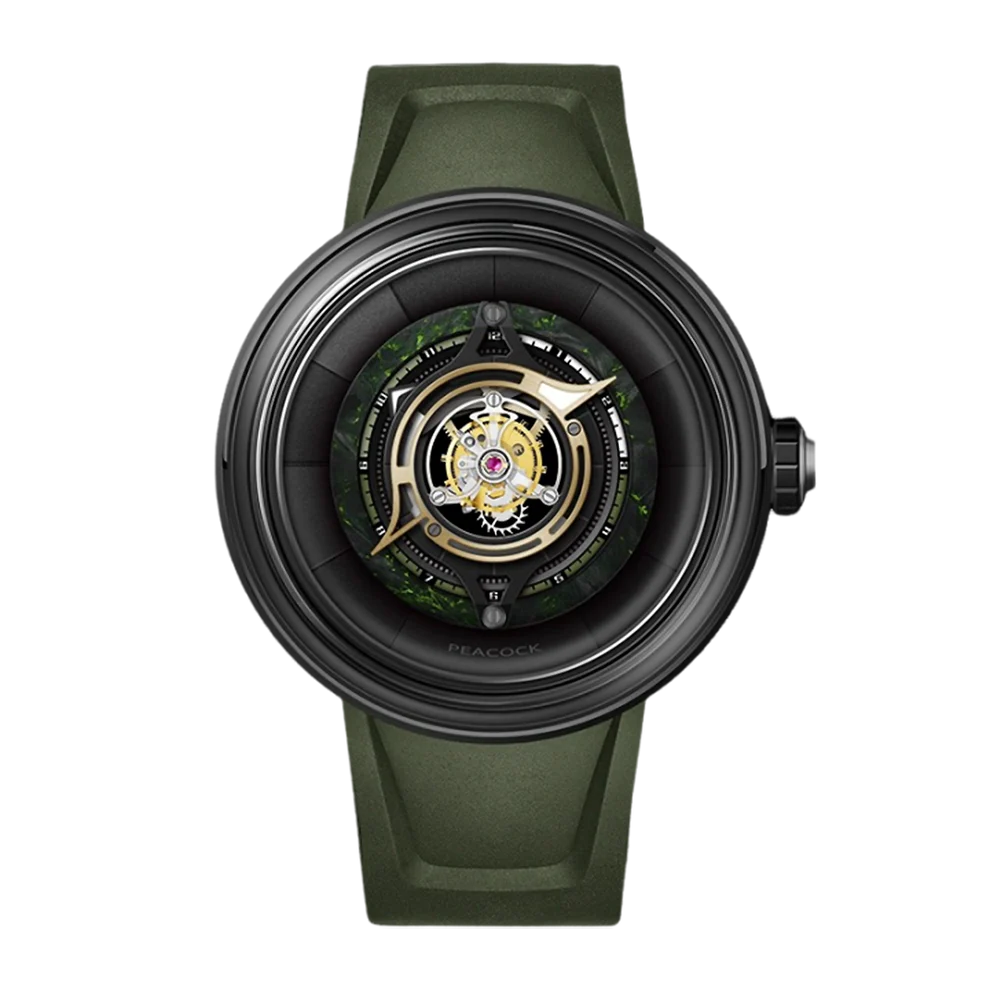 Peacock Black Hole Central Tourbillon Watch